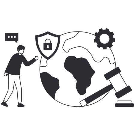 Businessman giving global protection  Illustration
