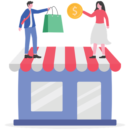 Businessman giving personal selling service  Illustration