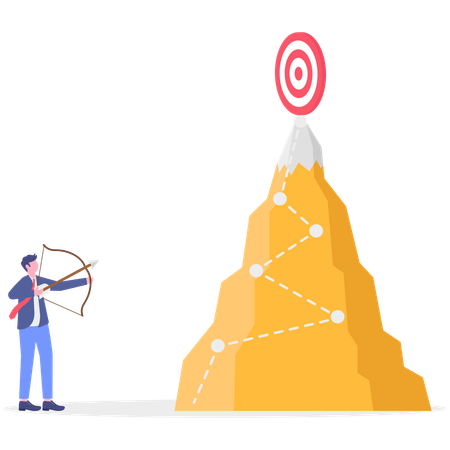 Businessman hits higher goals  Illustration