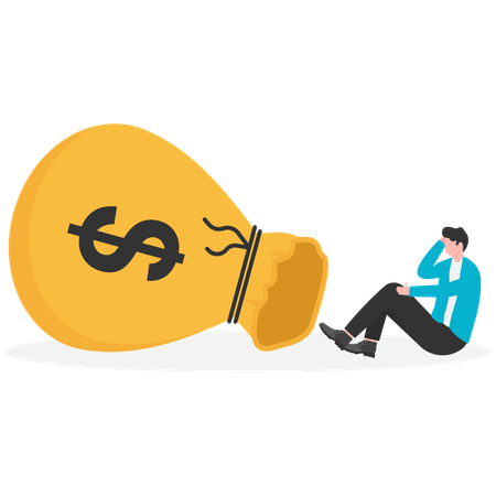 Businessman Holding Empty Money Bag  Illustration