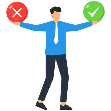 Businessman is confused to make correct decisions  Illustration