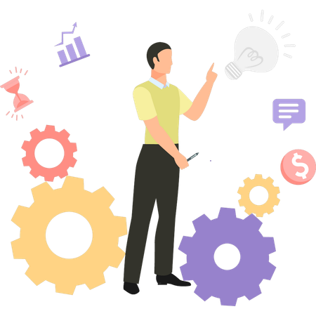 Businessman is doing web settings  Illustration