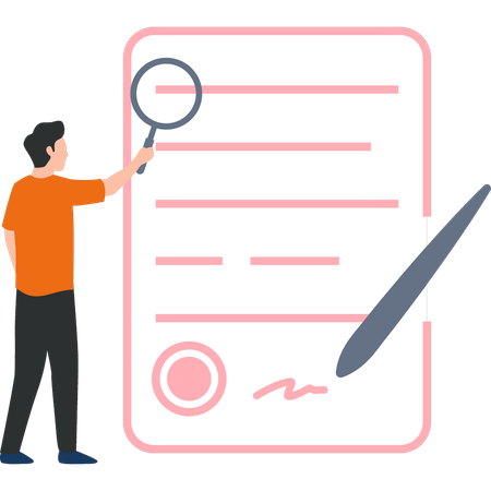 Businessman is viewing partnership contract papers  Illustration
