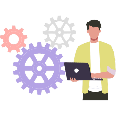 Businessman is working on app settings  Illustration
