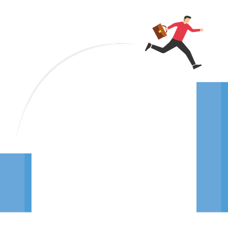 Businessman jumping to higher level  Illustration