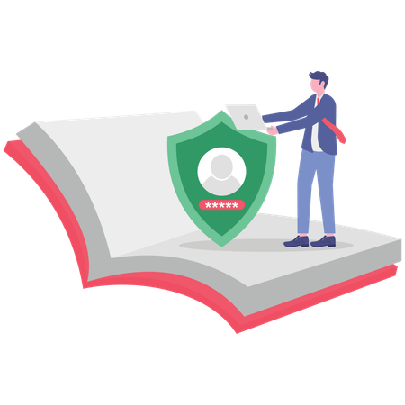 Businessman managing cybersecurity  Illustration