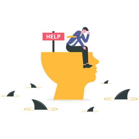 Businessman needing busniess help  Illustration