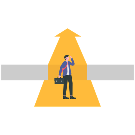 Businessman overcoming busniess gap  Illustration
