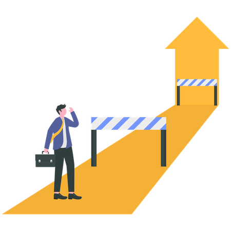 Businessman overcoming busniess obstacles  Illustration