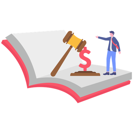 Businessman Penalty fine to pay for prohibited legal  Illustration