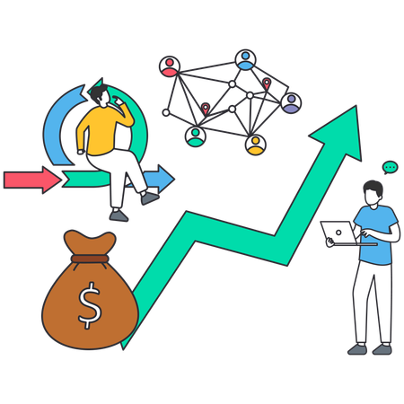 Businessman planning successful agile project management strategy for roi increase  Illustration