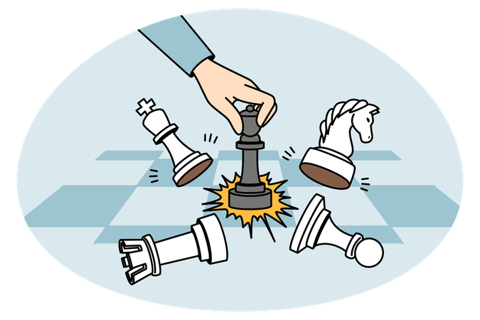 Businessman playing chess on chessboard Illustration