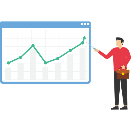 Businessman presenting higher performance graph  Illustration