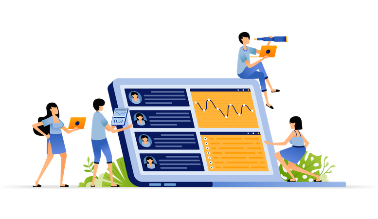 Businessman provides feedback for employee's performance  Illustration