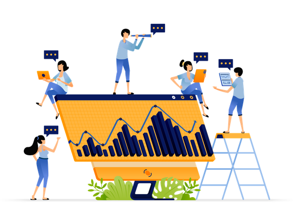 Businessman provides feedback for employee's performance  Illustration