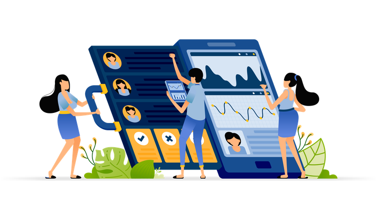 Businessman provides feedback for employee's performance  Illustration
