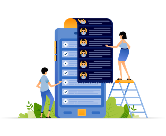 Businessman provides feedback for employee's performance  Illustration