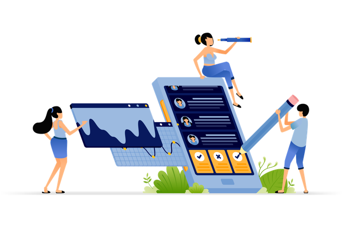 Businessman provides feedback for employee's performance  Illustration