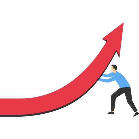 Businessman push the business graph higher  Illustration