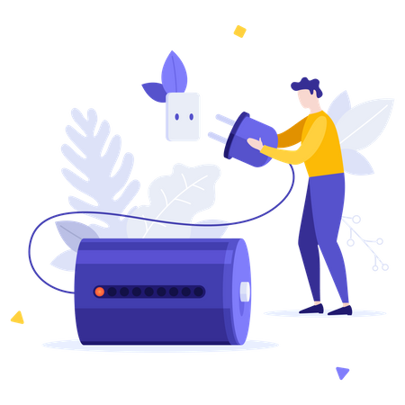 Businessman Put Plug  Illustration
