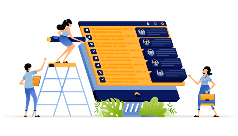 Businessman reviews Checklist of job applicant qualifications  Illustration