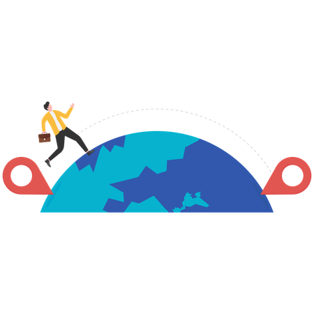 Businessman running on globe for Precision Marketing Audience Target Group Analysis  Illustration