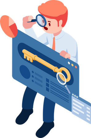 Businessman searching for keyword  Illustration