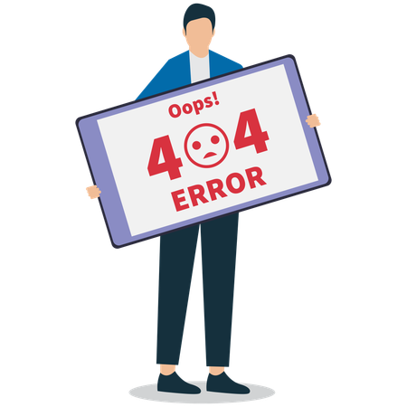 Businessman showing error 404  Illustration