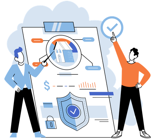 Businessman showing property insurance  Illustration