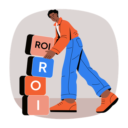 Businessman takes Roi finance risks  Illustration
