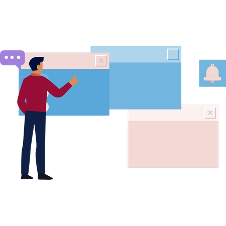 Businessman talking about web advertising  Illustration