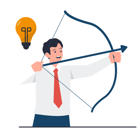Businessman Targeting Bright Ideas  Illustration