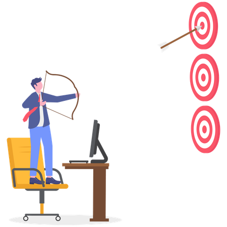 Businessman targets higher aim values  Illustration
