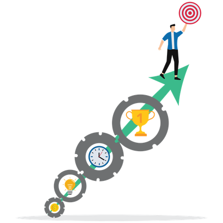 Businessman targets higher goals  Illustration
