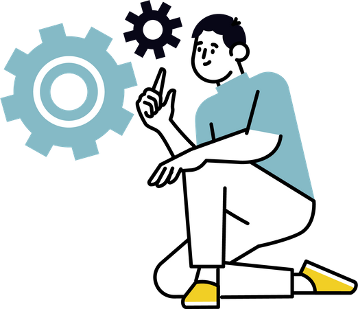 Businessman tweaking business management  Illustration
