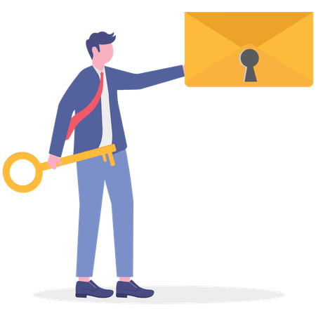 Businessman unlocking busniess email  Illustration
