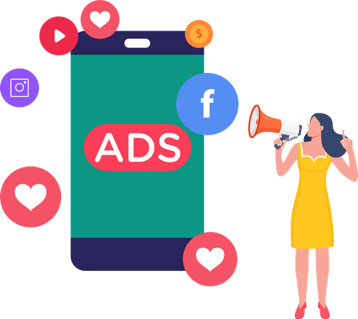 Businessman watching online ads  Illustration