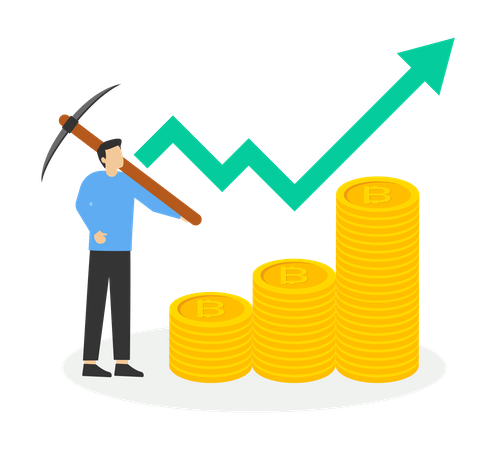 Businessman with a lot of coin bids  Illustration