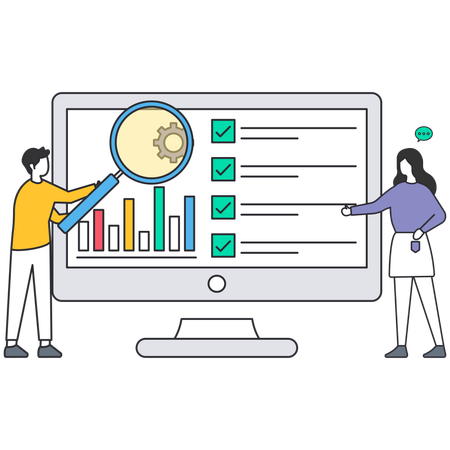Businessman working on backlink analysis  Illustration