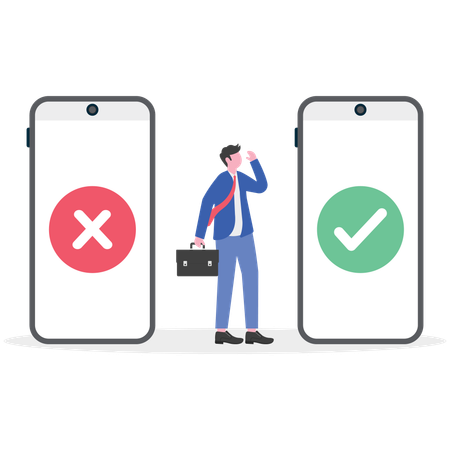 Businessman working on business decision  Illustration
