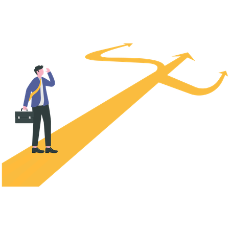 Businessman working on busniess direction  Illustration