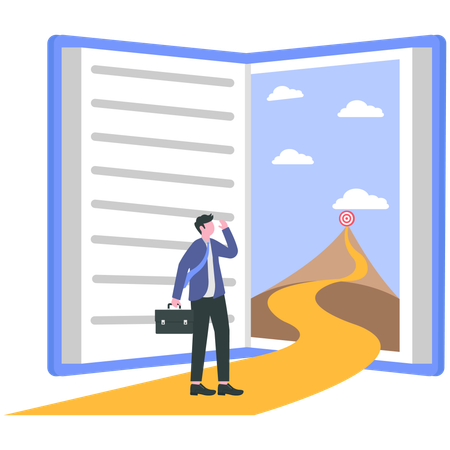 Businessman working on busniess goal  Illustration
