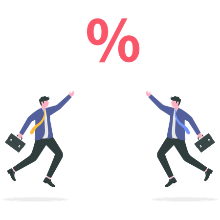 Businessman working on busniess percentage  Illustration