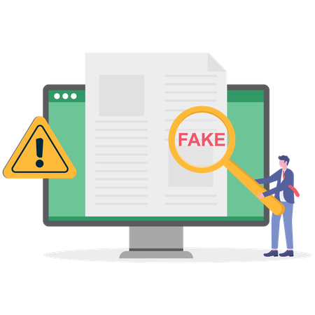 Businessman working on fake news  Illustration