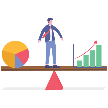 Businessman working on financial analysis  Illustration