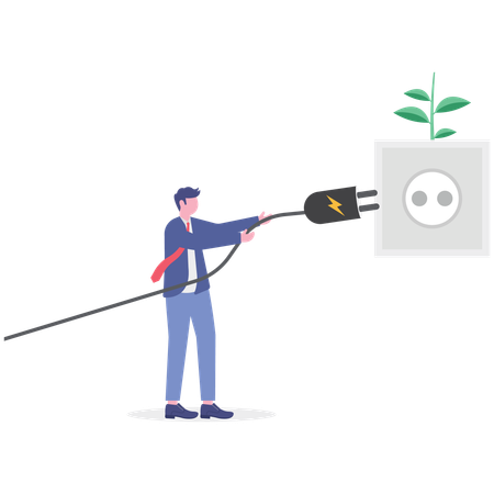 Businessman working on green electricity  Illustration