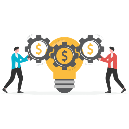 Businessman working on money idea  Illustration