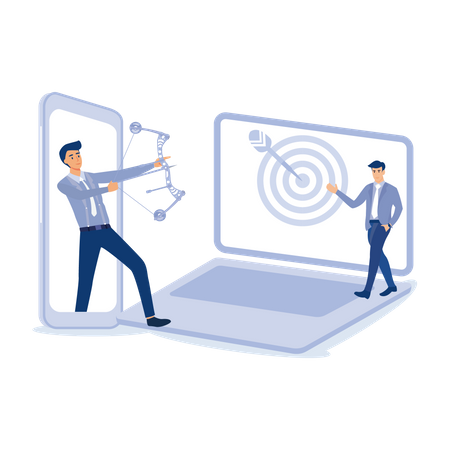 Businessman working on re-marketing with target  Illustration