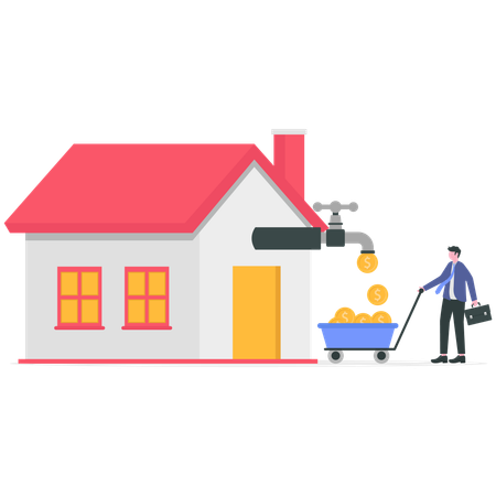 Businessman working on real estate investment  Illustration