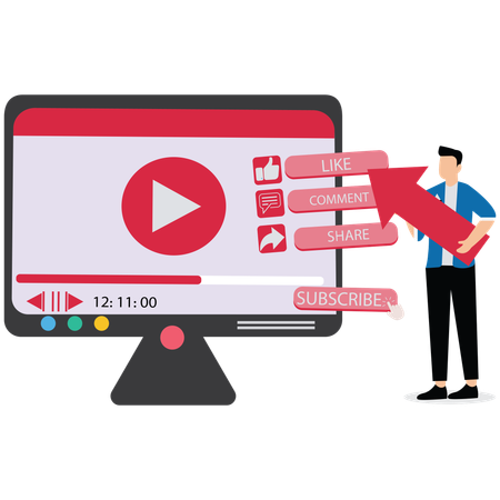 Businessman working on Video Marketing Strategy  Illustration